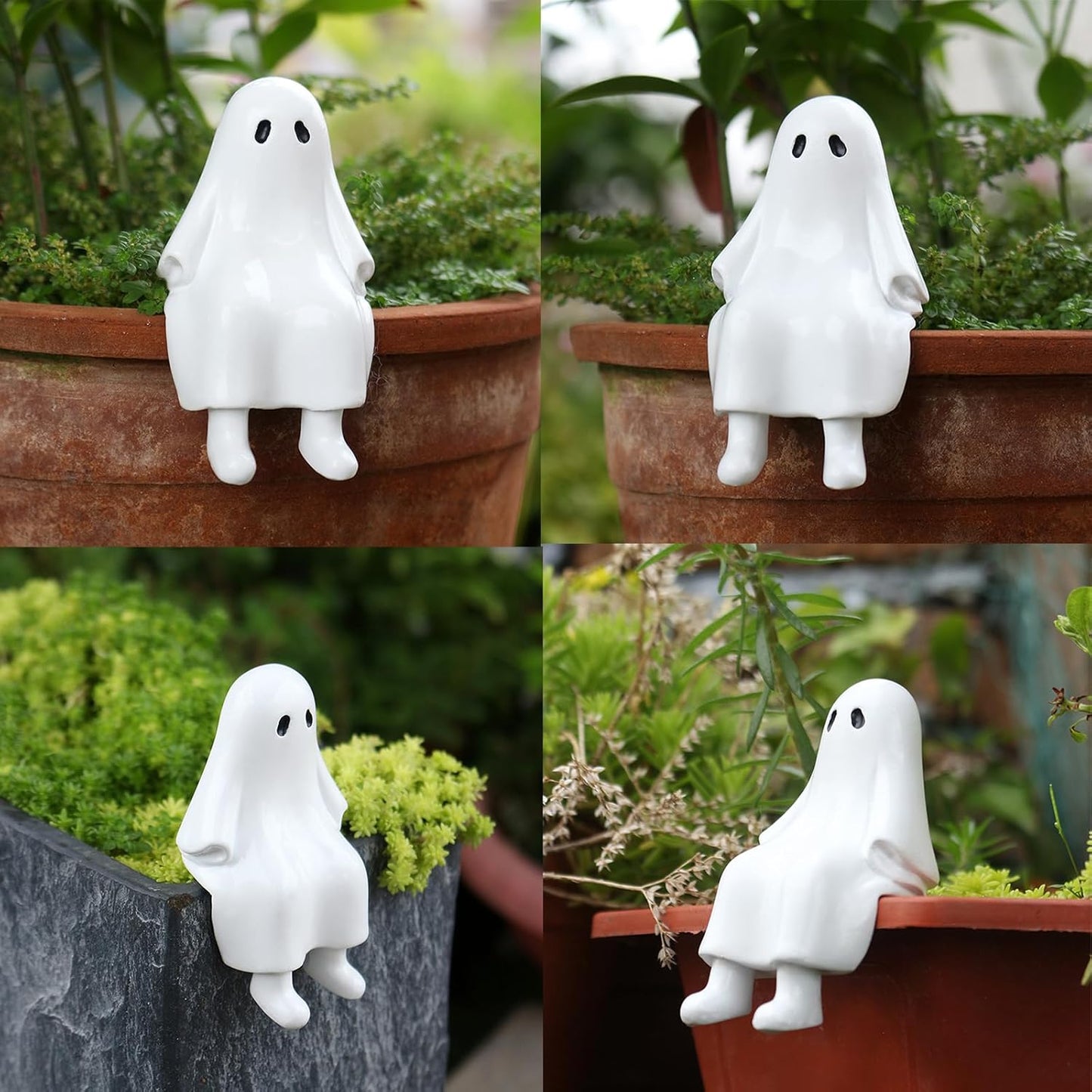 XKFLUAHM Cute Figurines Garden Decor Planter Hugger for pots Funny Ghost Outdoor Gifts Women Plant Flower Yard Lawn Ornament