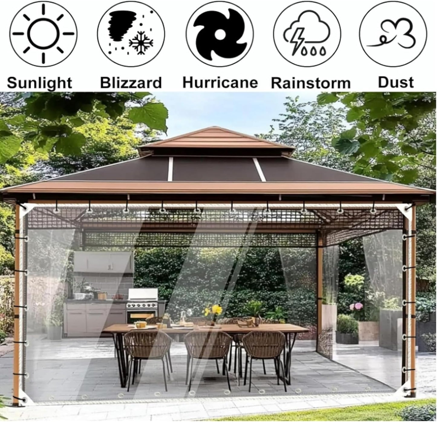 6'x8.2' Clear Tarps Heavy Duty Waterproof 14mil Thicken Transparent Waterproof Tarpaulin - Clear Vinyl Tarp with Grommets for Covering Garden Plant Camping Supplies