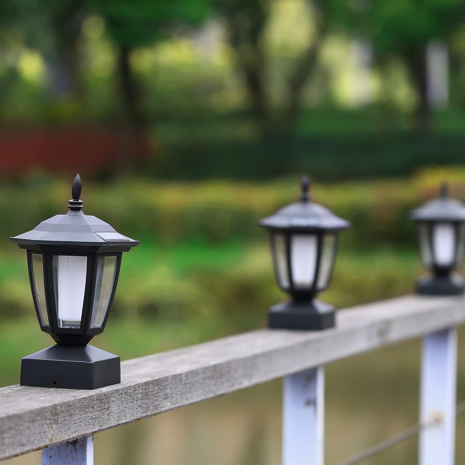 Dynaming Solar Flame Post Lights Outdoor, Solar Powered Lamps Fence Po