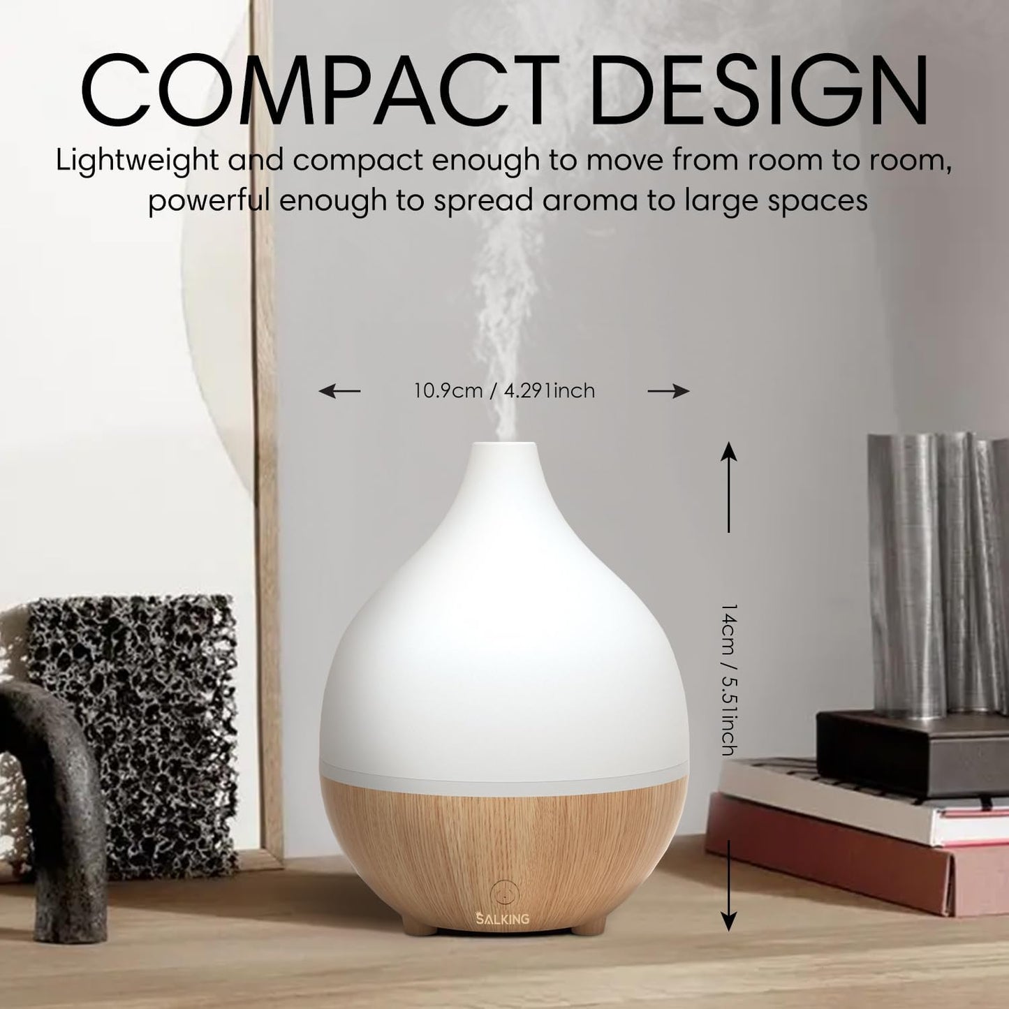SALKING Essential Oil Diffuser (Set of 2), 100ml Small Aromatherapy Di