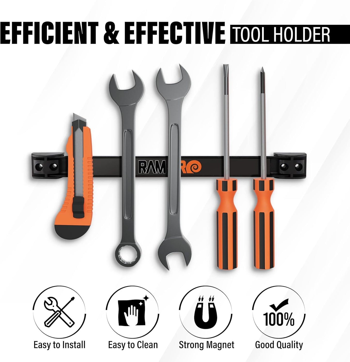 12" Magnetic Tool Holder Strip - A Tool Magnet Bar for Garage Organiza