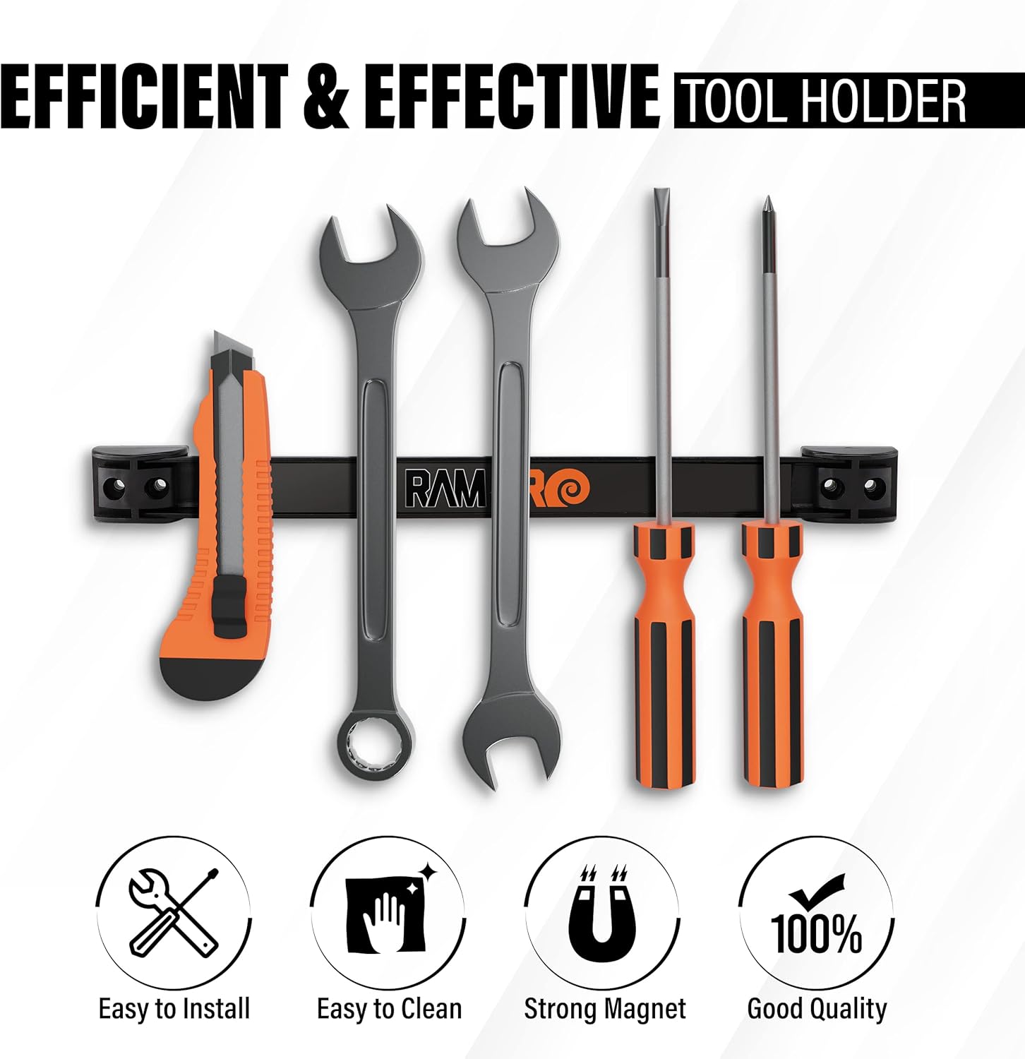 12" Magnetic Tool Holder Strip - A Tool Magnet Bar for Garage Organiza