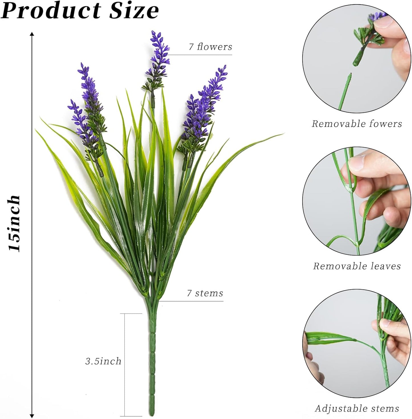 24 Bundles Artificial Lavender，Plants, Outdoor Fake Plants Spring Grass with Flowers for Pot UV Resistant Garden Decor for Garden Patio Hanging Planter Pathway Front Porch Purple