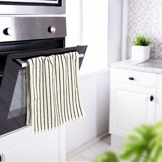 Jacquotha Black and White Striped Hand Towels for Bathroom, Vintage Kitchen Decor, Guest Use, Adults & Kids, Natural Cotton, 14” x 29”
