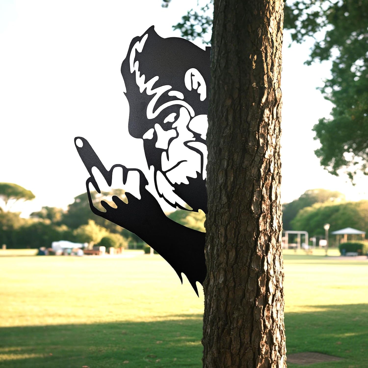 Peaking a Boo Flipping Off Bigfoot Animal Metal Sign Art Ornament, Mid