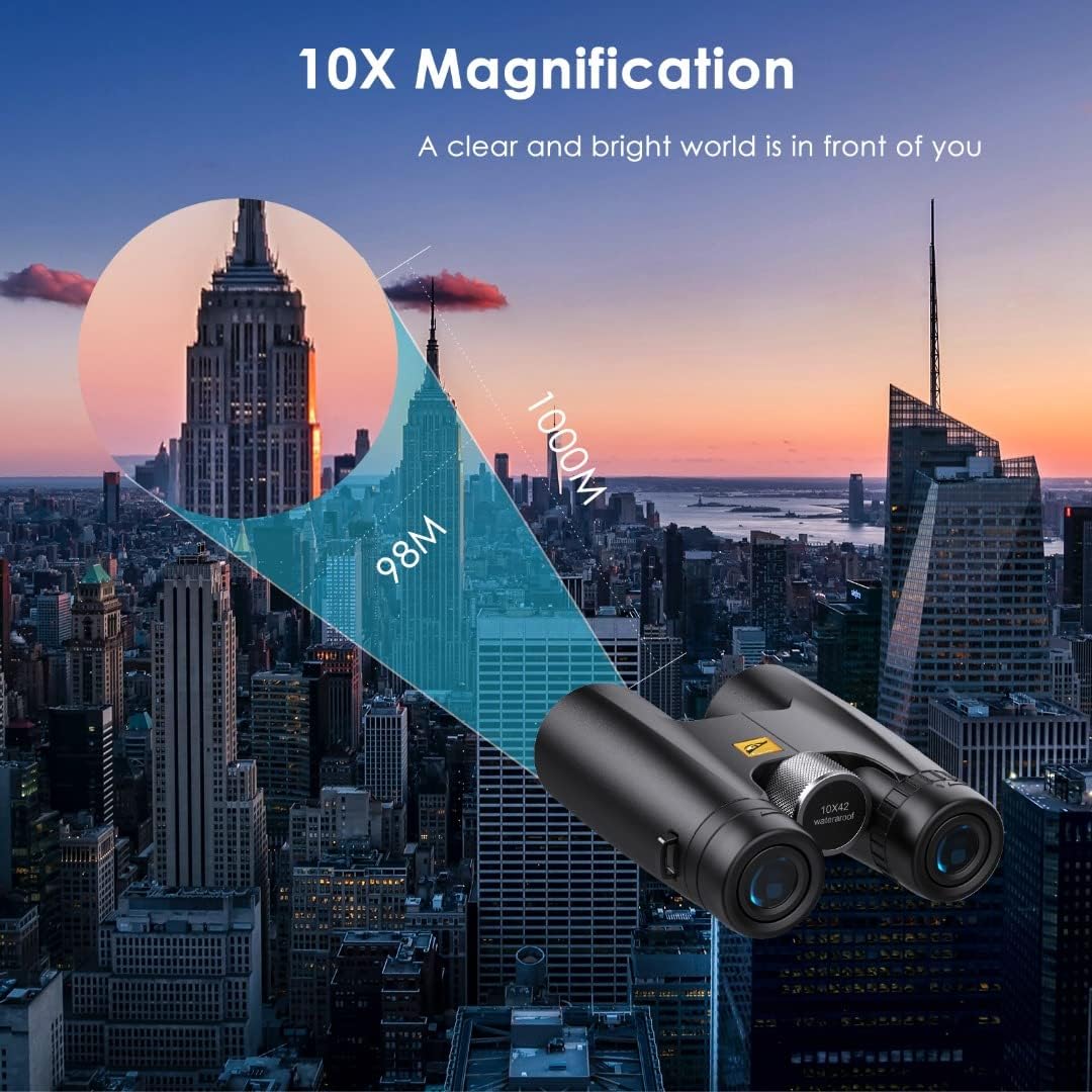 10x42 Binoculars for Adults High Powered - HD Binoculars for Bird Watching, and Hunting w. Carrying Bag - Travel Essentials, Cruise Ship Essentials and Camping Gear