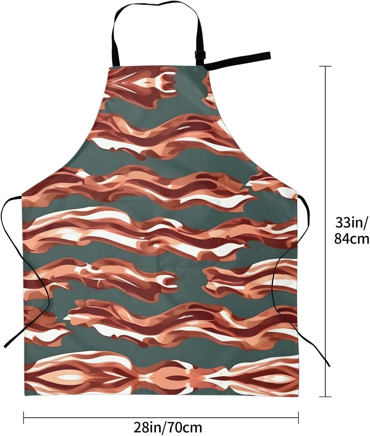 Bacon Pattern Print Laundry apron 28x33 In Waterproof Kitchen Apron with Pockets for Cooking Baking