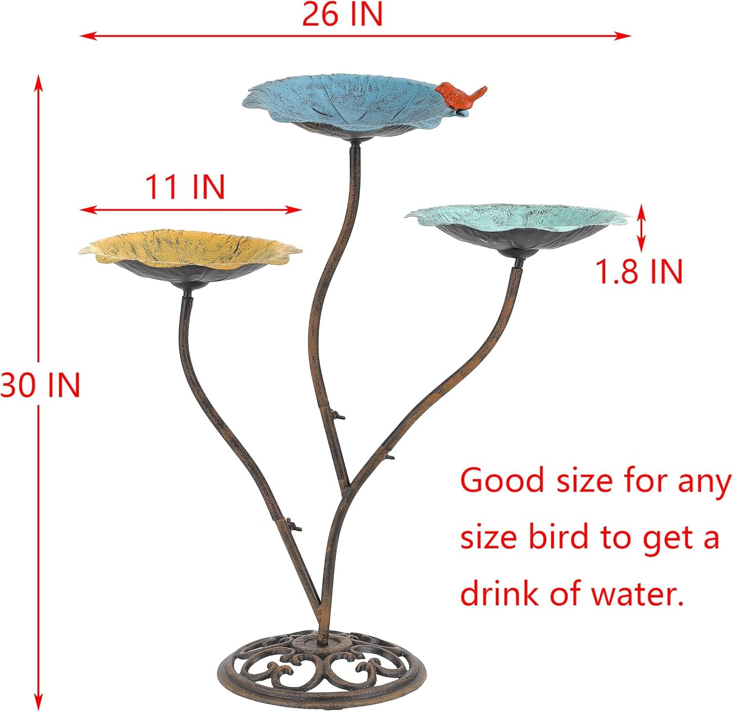 Cast Iron Pedestal Bird Bath Feeder Combo for Outside, Heavy Duty Outdoor Bird Bath/Feeder for Wildlife, Stable and Easy to Clean Birdbath