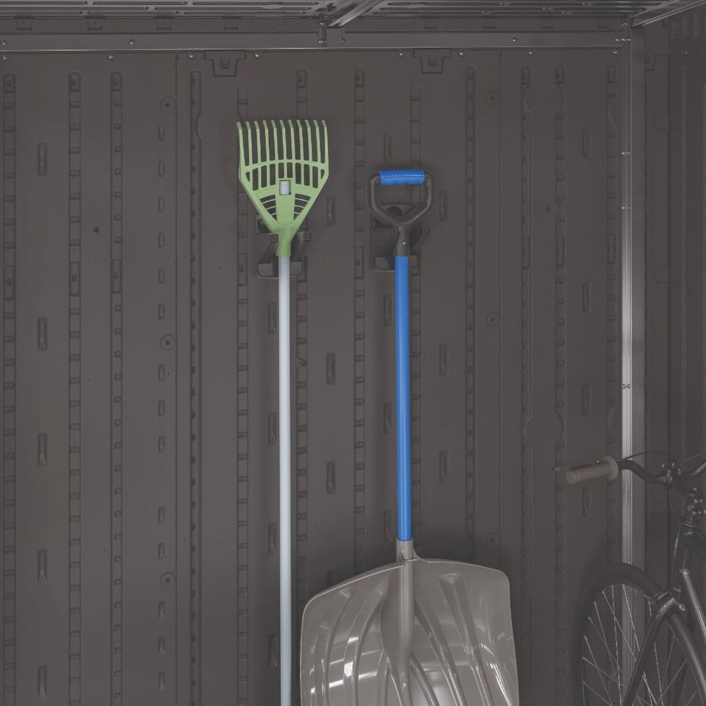 Suncast 2 Pack Wall Mount Hook Tool Organizer, Outdoor Rack System for Garage Storage, Closet, Shed, or Cleaning Organization, Black