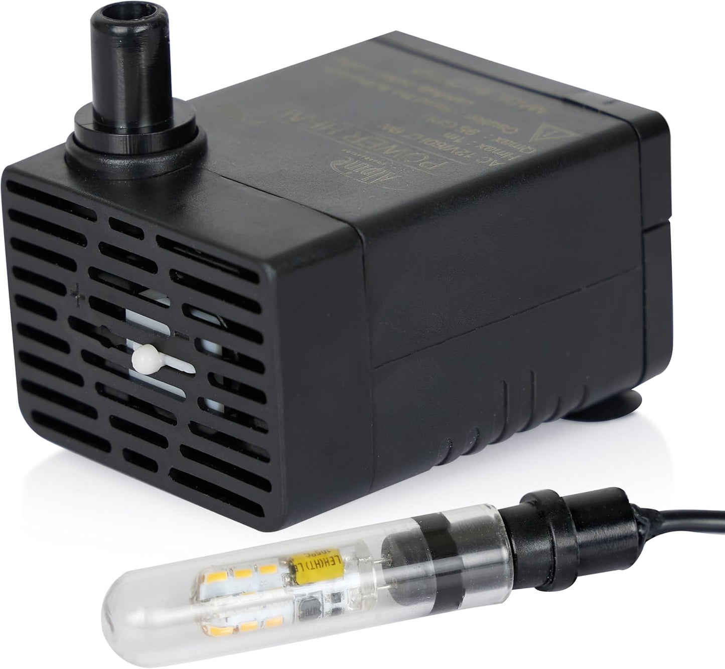 Alpine Corporation Submersible 95 GPH Fountain Pump with 1.5W LED Light for Outdoor Fountains, Birdbaths, Ponds, and Garden Water Features