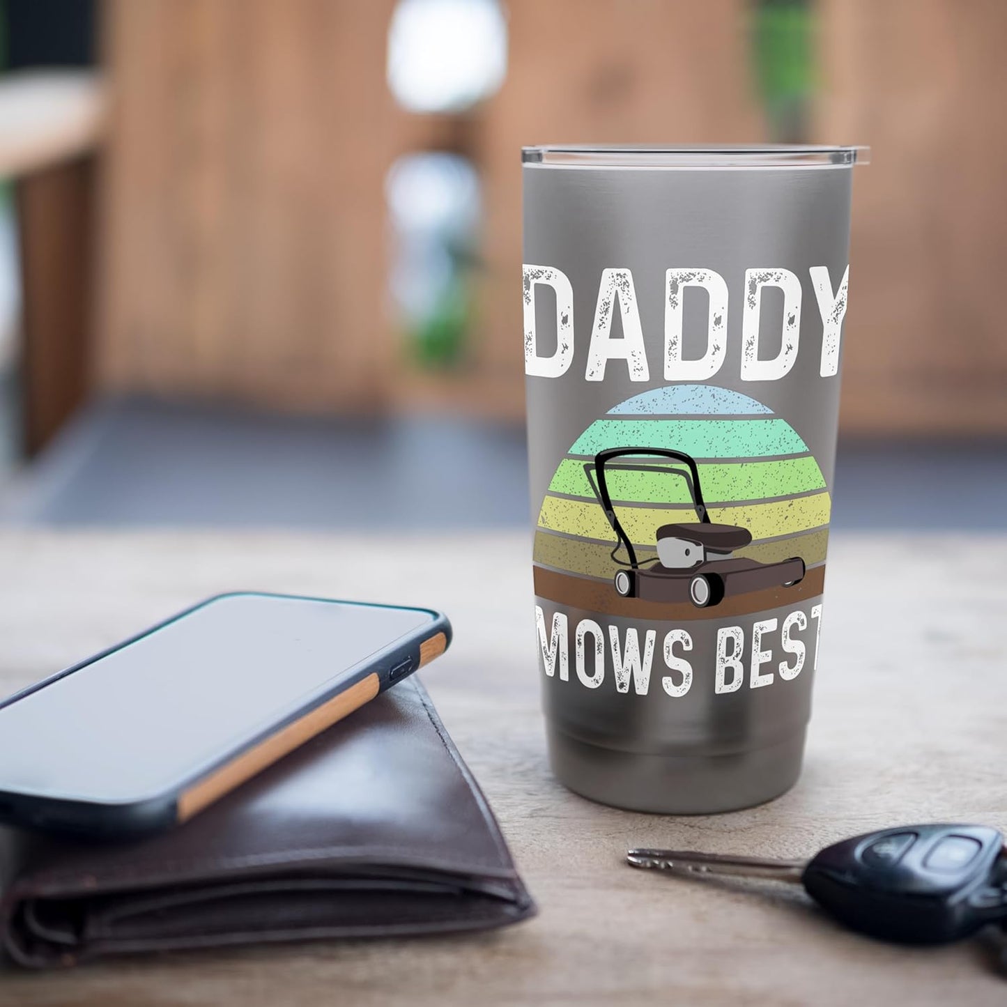 Funny Daddy Mows Best Lawn Care Grass Mowing Lawn Mower Dad Stainless Steel Insulated Tumbler