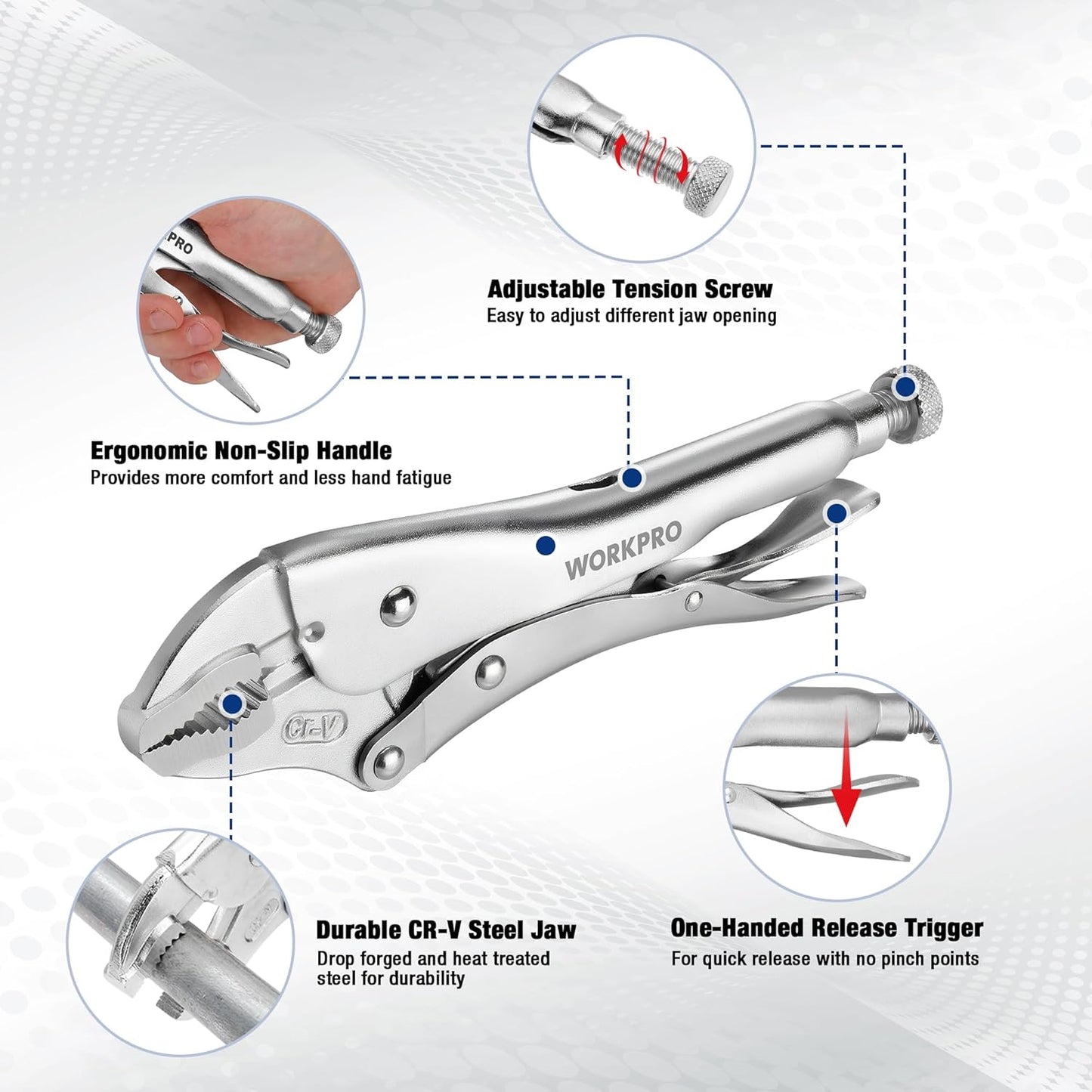 WORKPRO 5-Piece Locking Pliers Set, Pliers Tool Set, Vice Grips with C