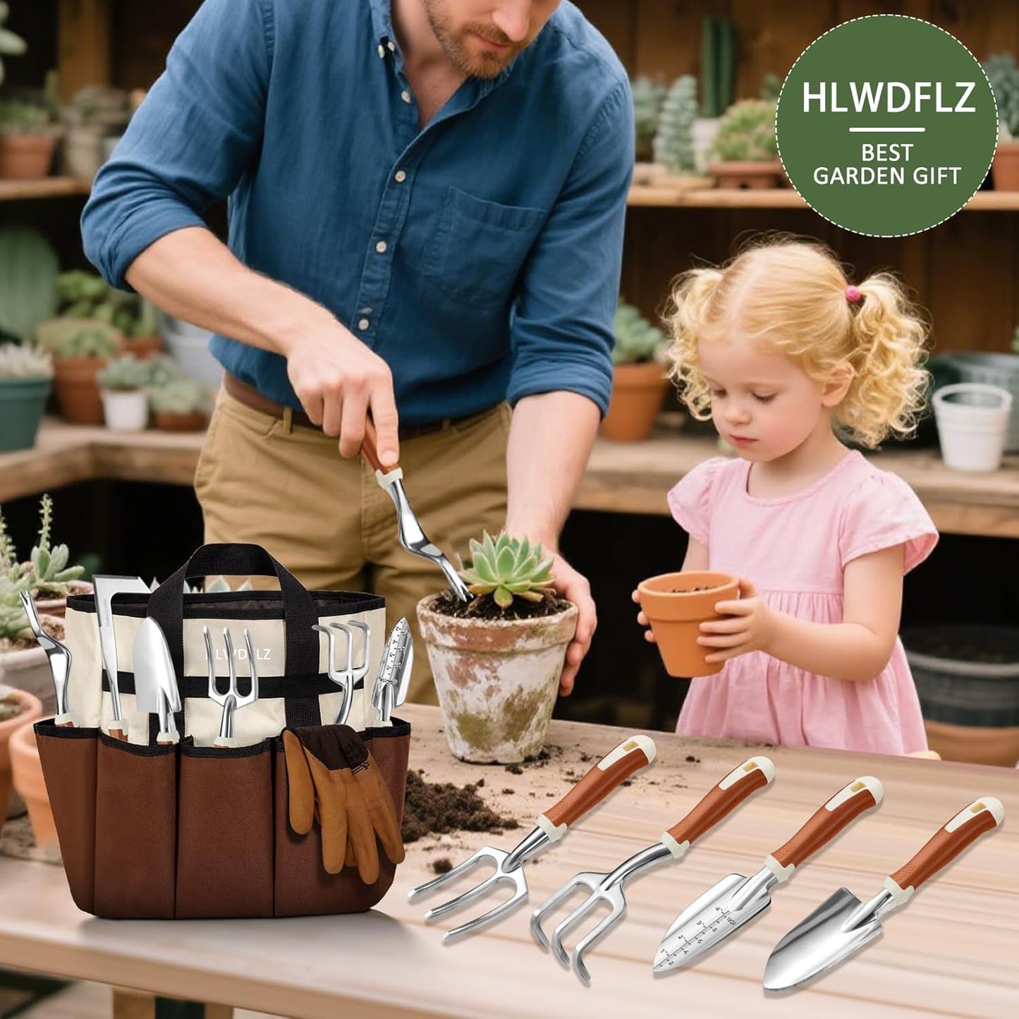 Garden Tool Set, 12 Pcs Heavy Duty Floral Gardening Tools Kit with Gar
