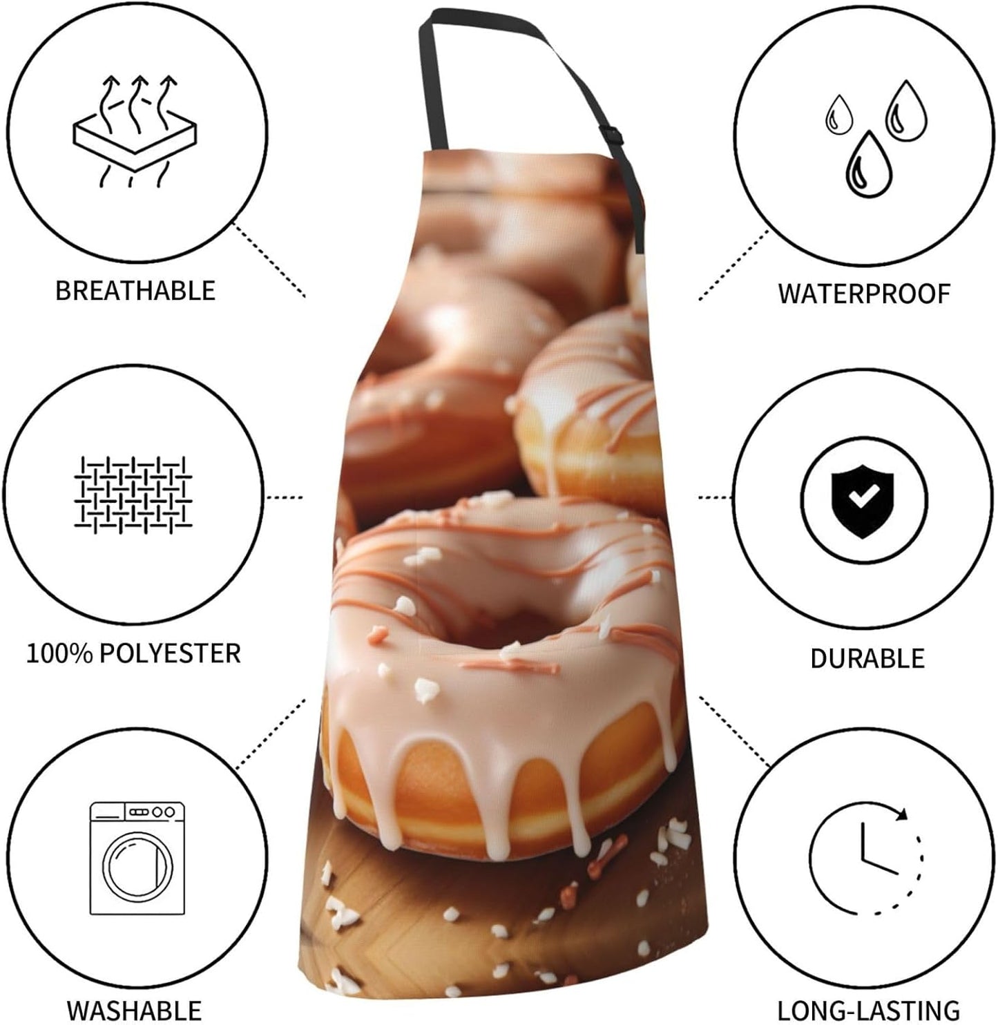 Donuts print Waterproof apron with pocket adjustable cooking apron for adult kitchen bibs to bake