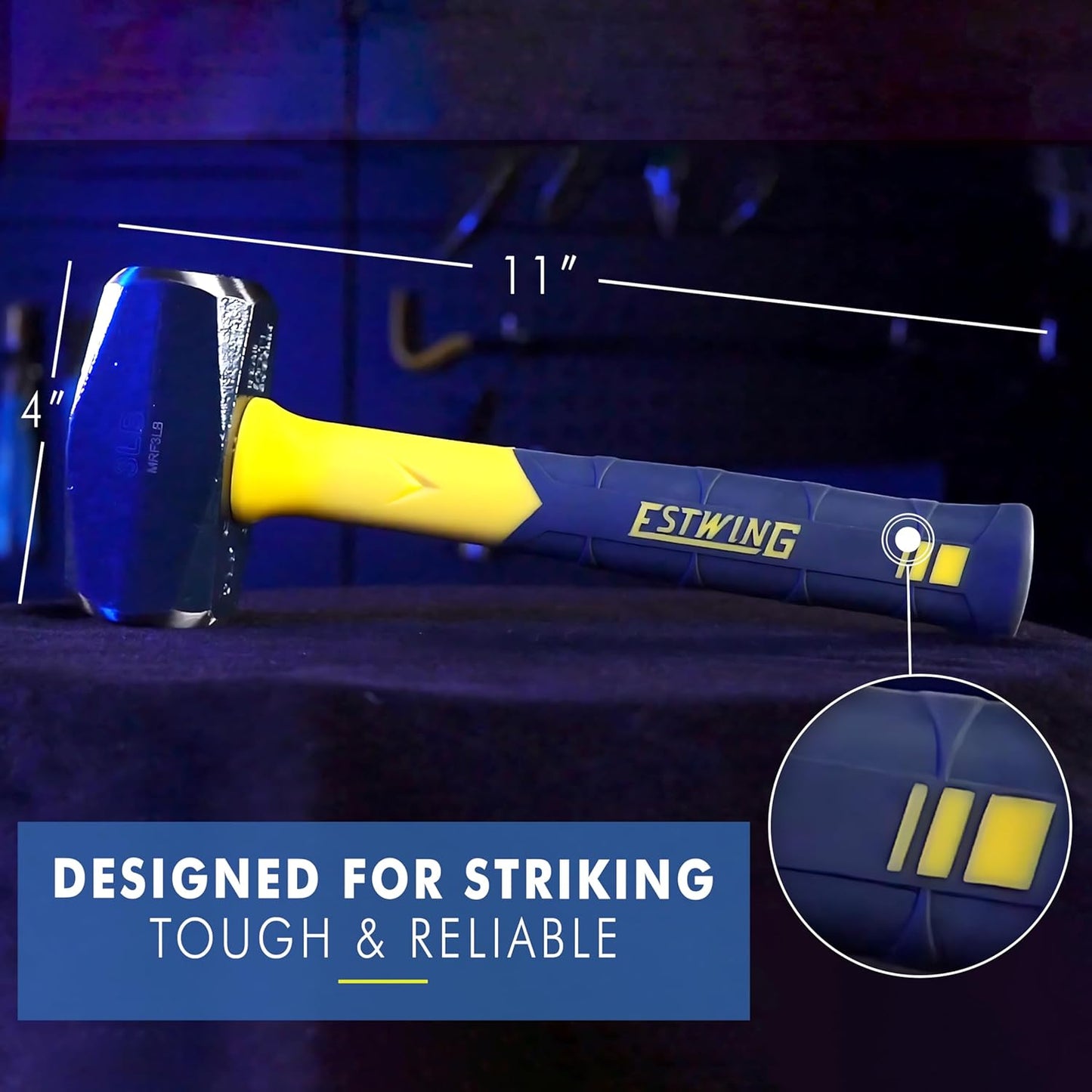 ESTWING Sure Strike Drilling/Crack Hammer - 3-Pound Sledge with Fiberg