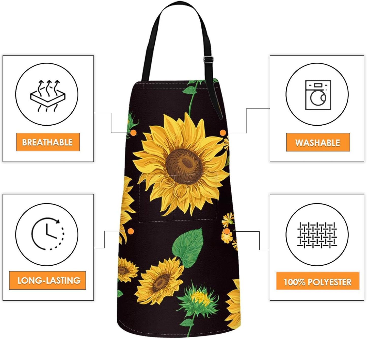 Britimes Apron Home Kitchen Cooking Baking Gardening for Women Men wit