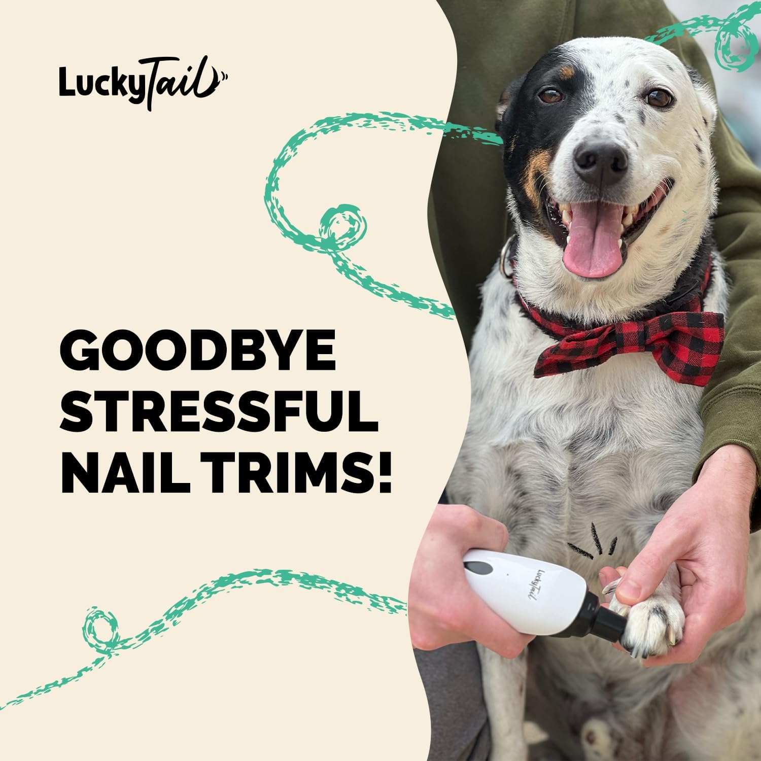 LuckyTail Pet Nail Grinder for Dogs and Cats - Super Quiet and Low Vib