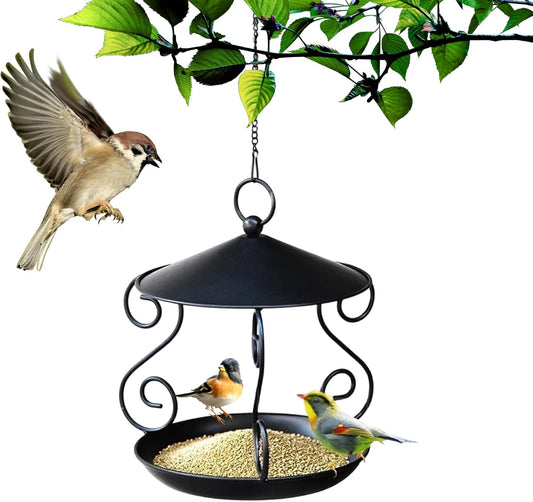 Wild Bird Feeders,Rainproof Metal Feeding Tray | Hangable Bird Feeder,for Patio Lawn Backyard Balcony Birdwatching Park Porch Deck Terrace Garden