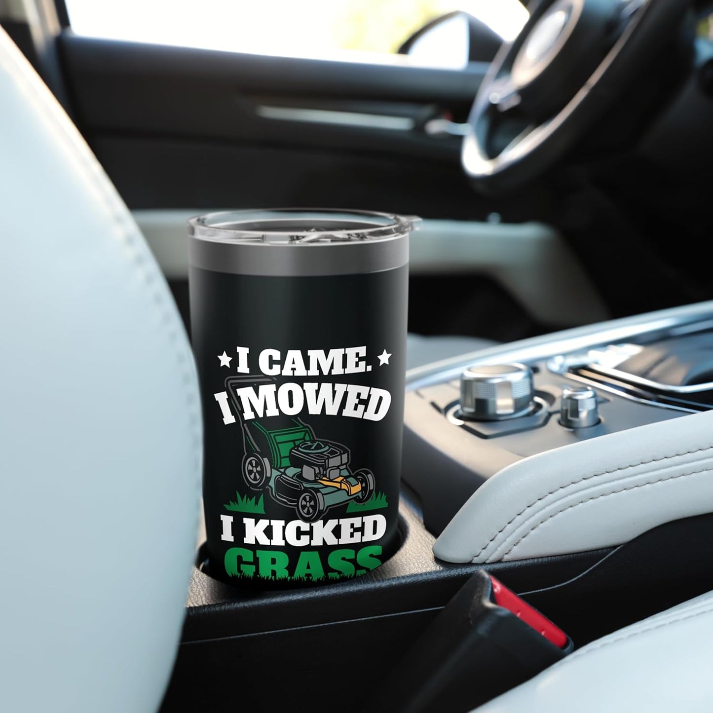 I Came I Mowed I Kicked Grass Funny Yard Work Enthusiast Stainless Steel Insulated Tumbler