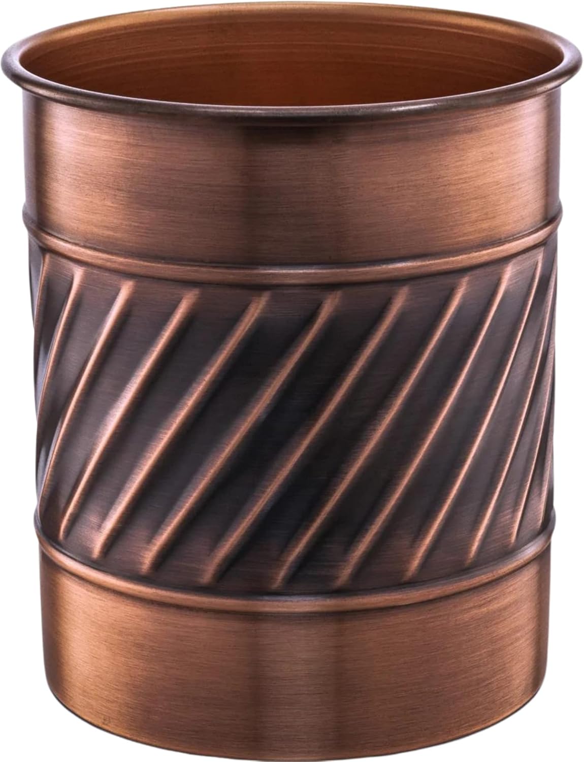 Monarch Abode Kitchen Utensil Holder – Wave Embossed Metal Antique Copper Utensil Holder, Decorative Utensil Crock for Kitchen Counter, Cooking Tool and Spatula Holder for Countertop, Caddy Organizer