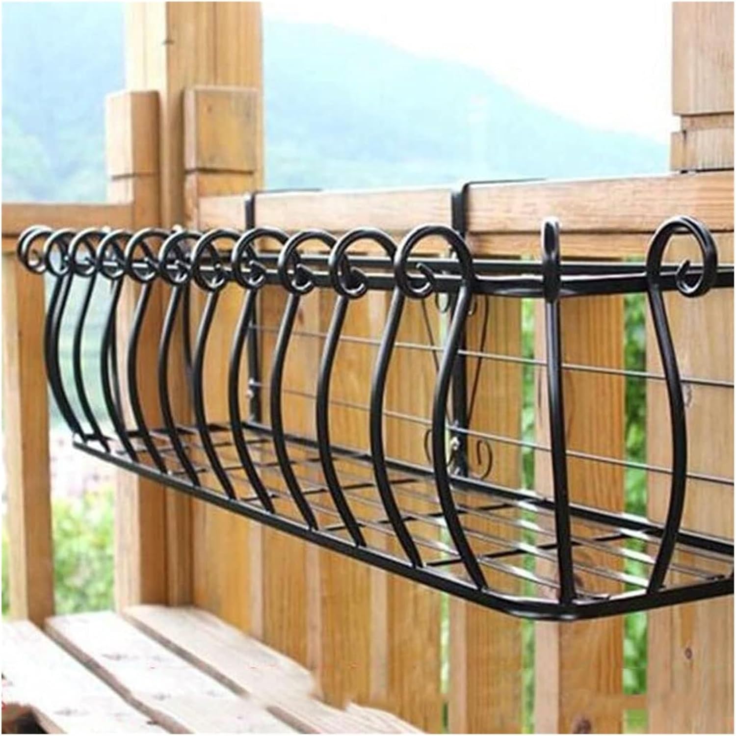Railing Planter for Fence, Hanging Flower Pot Stand, Window Sill Plant