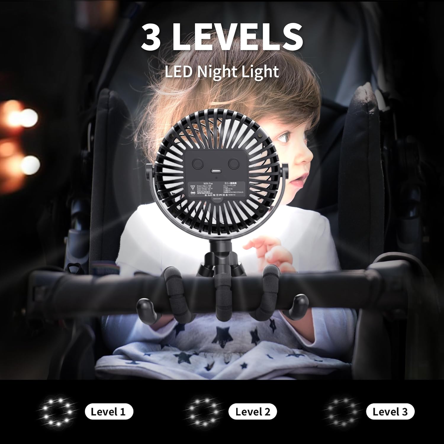 AMACOOL Battery Operated Stroller Fan, Baby Travel Essentials for Beac