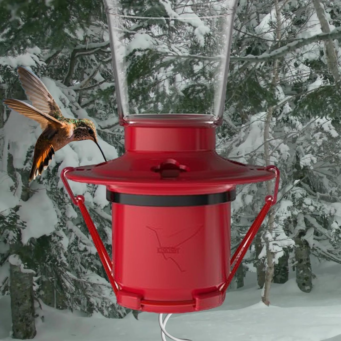 Hummingbird Feeder Heater Outdoors, Bird Feeder Hearth Warmer Attaches to Feeder Bottom, Hummingbird Nectar Warmer for Garden Patio Yard in Freezing Weather (Red)