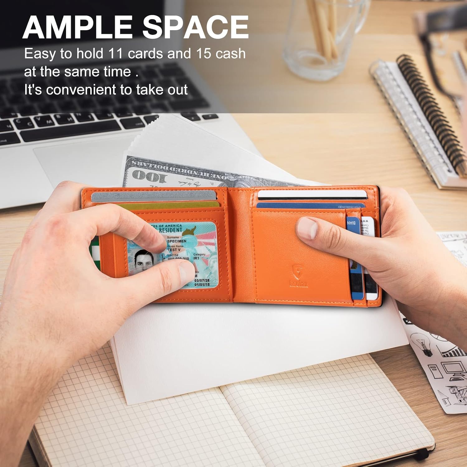 GSOIAX Slim Wallet for Men Rfid Blocking Leather Bifold Front Pocket C