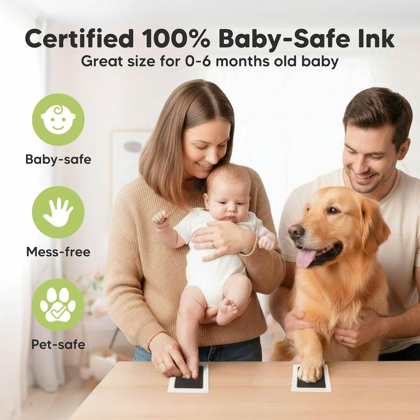 4-Pack Inkless Baby Hand and Footprint Kit - Mess Free Ink Pad for New