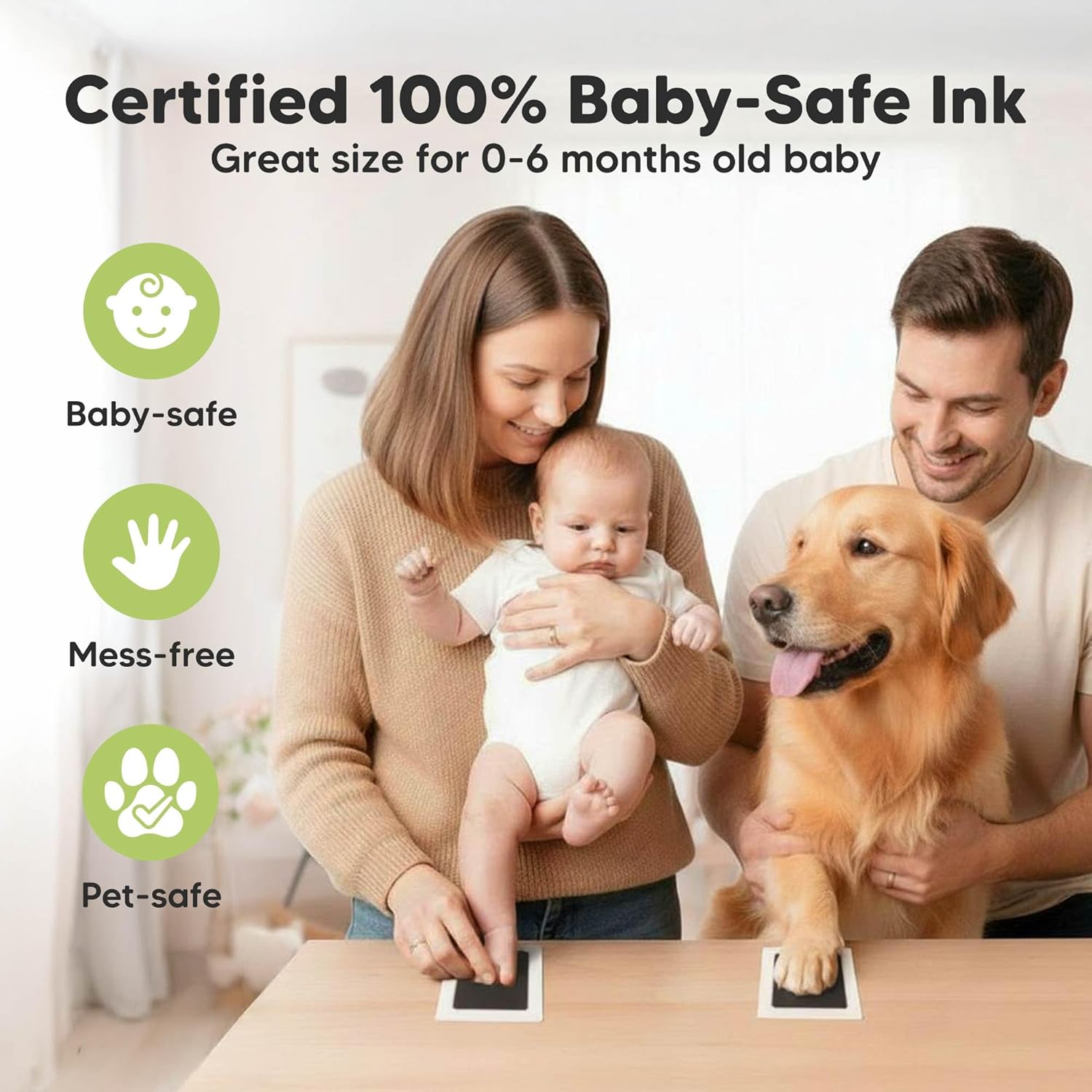 4-Pack Inkless Baby Hand and Footprint Kit - Mess Free Ink Pad for New