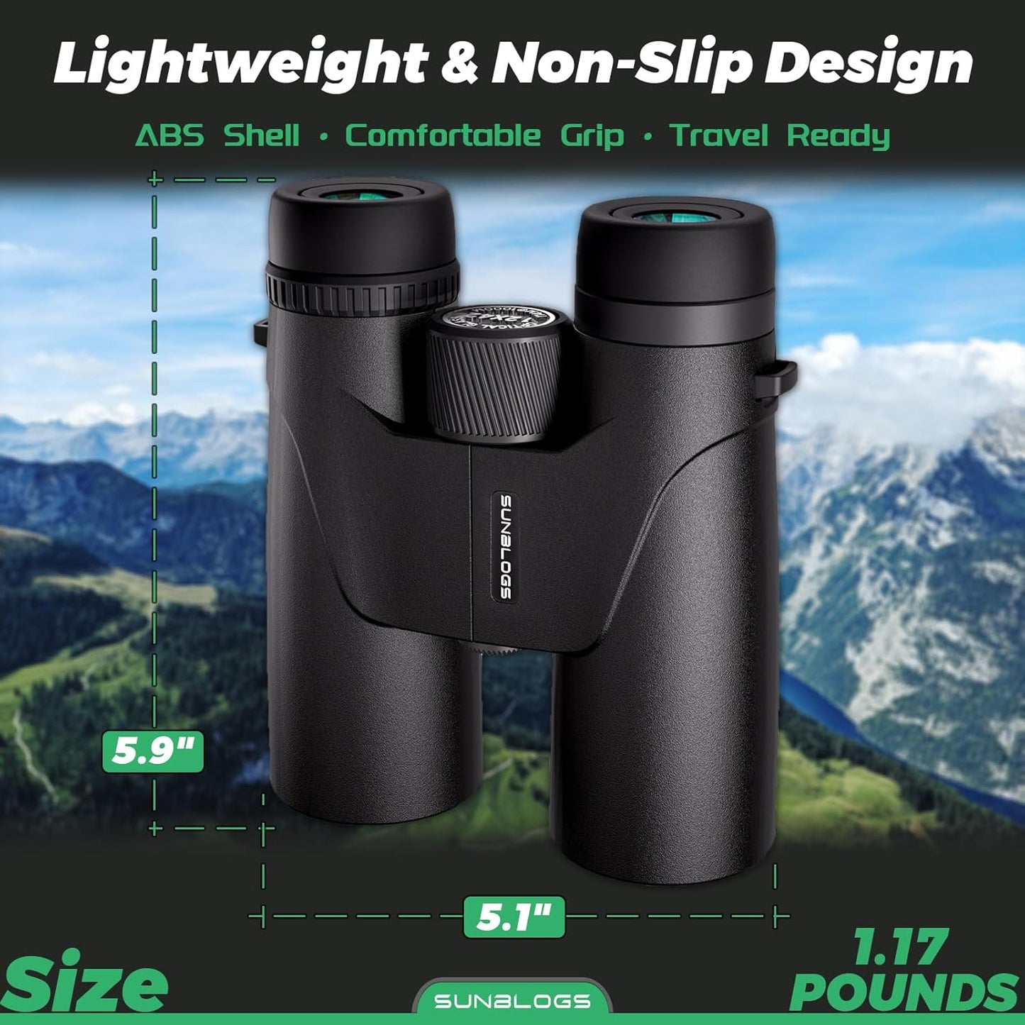 12x42 HD Binoculars for Adults High Powered - Waterproof BAK4 Prism Binoculars for Bird Watching, Hunting, Travel, Hiking & Opera - Super Bright Lightweight Binocular (Black)