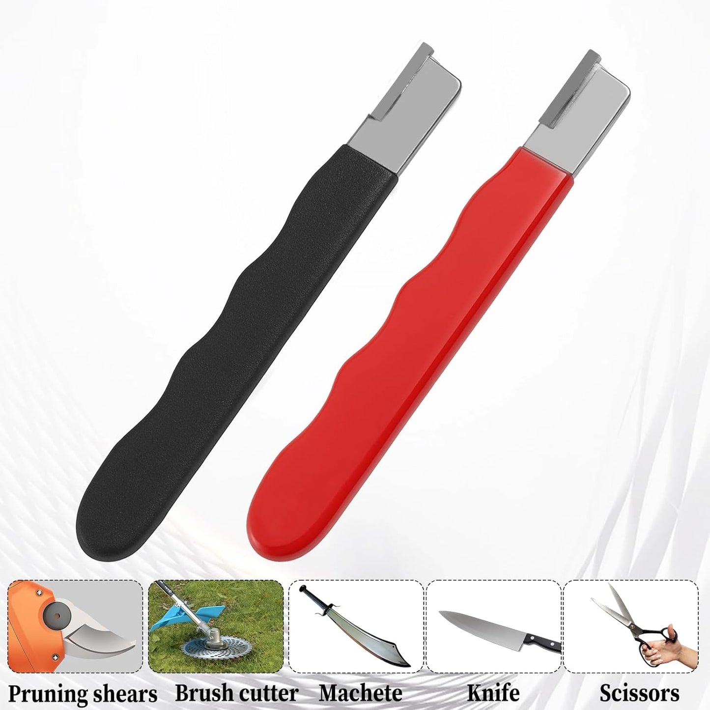 2Pcs Garden Tool Blade Sharpener, Pocket Blade Sharpener for Garden Tools Multipurpose Usage Knife Sharpeners for Pruning Shears, Hedge Scissors, Clippers, Pocket Knives, and More (2, Red+Black)
