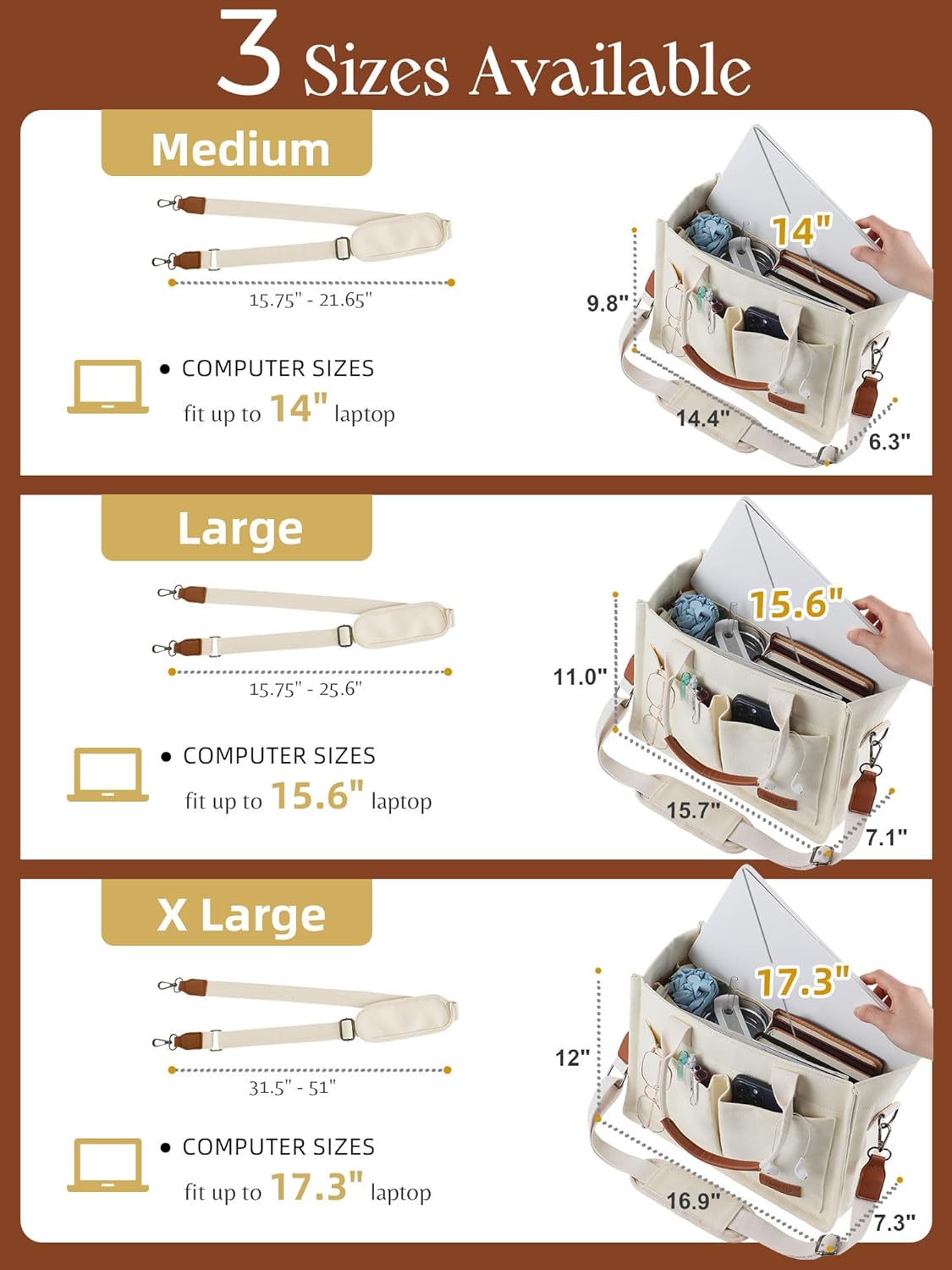 FIORETTO Canvas Tote Bag for Women with Zipper Closure & Individual Co