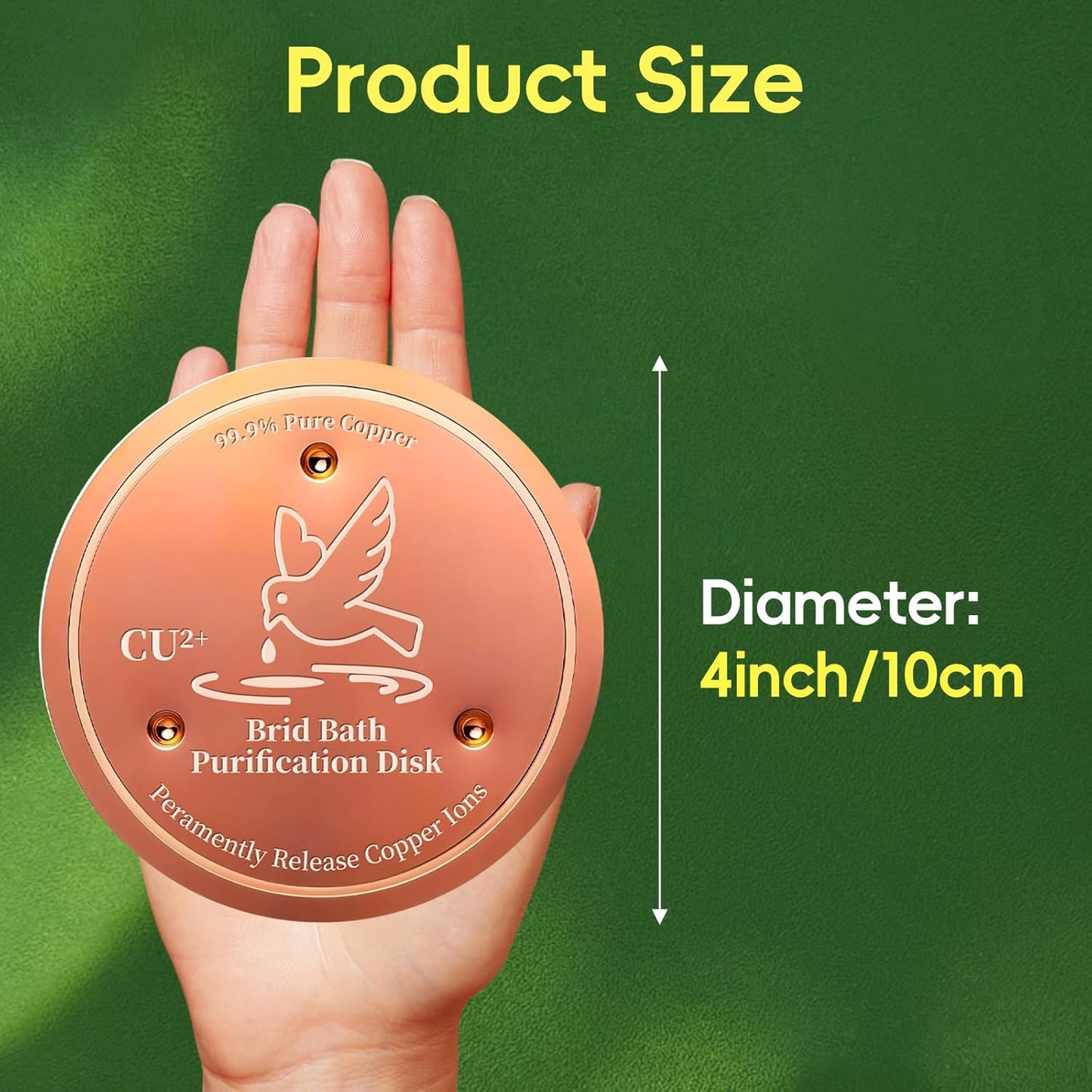 Bird Bath Copper Disk, 99.99% Pure Copper Cleaning Disk, Natural Clean