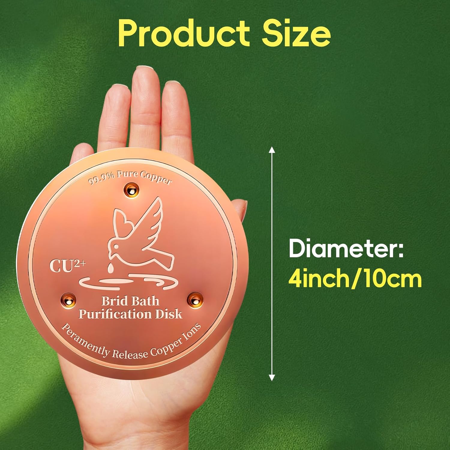 Bird Bath Copper Disk, 99.99% Pure Copper Cleaning Disk, Natural Clean