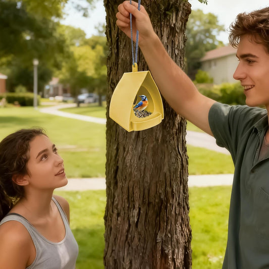 Bird Feeders for Outdoors - Open Design Station, Hut Shape Hangable Mo