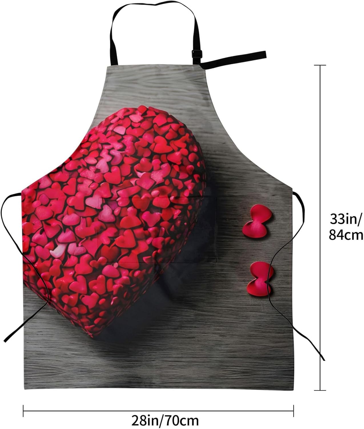 Falling Red Hearts print Waterproof chef's apron with pocket apron for kitchen cooking baking barbecue and gardening