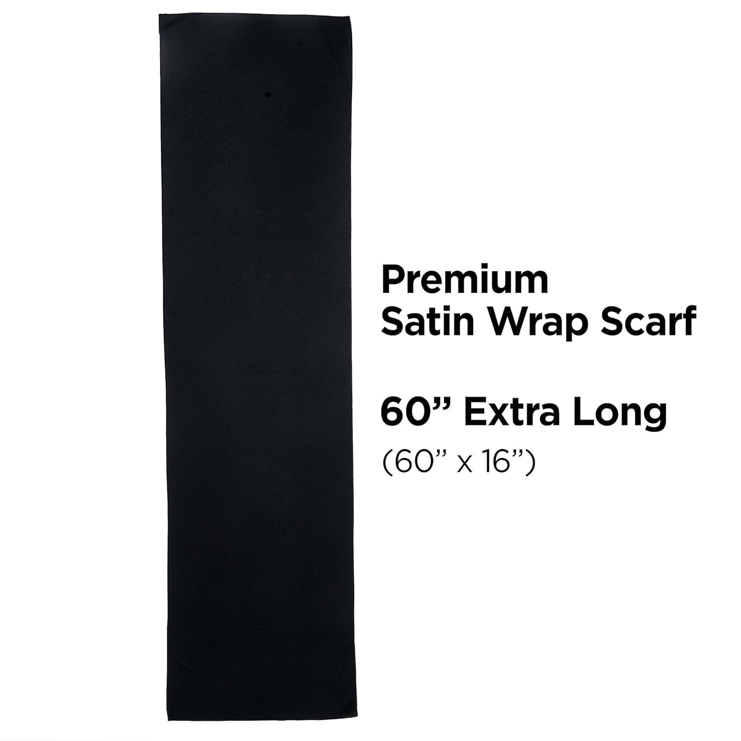 KISS COLORS & CARE Soft Satin Wrap Scarf - Black, Long Lasting, Multi-