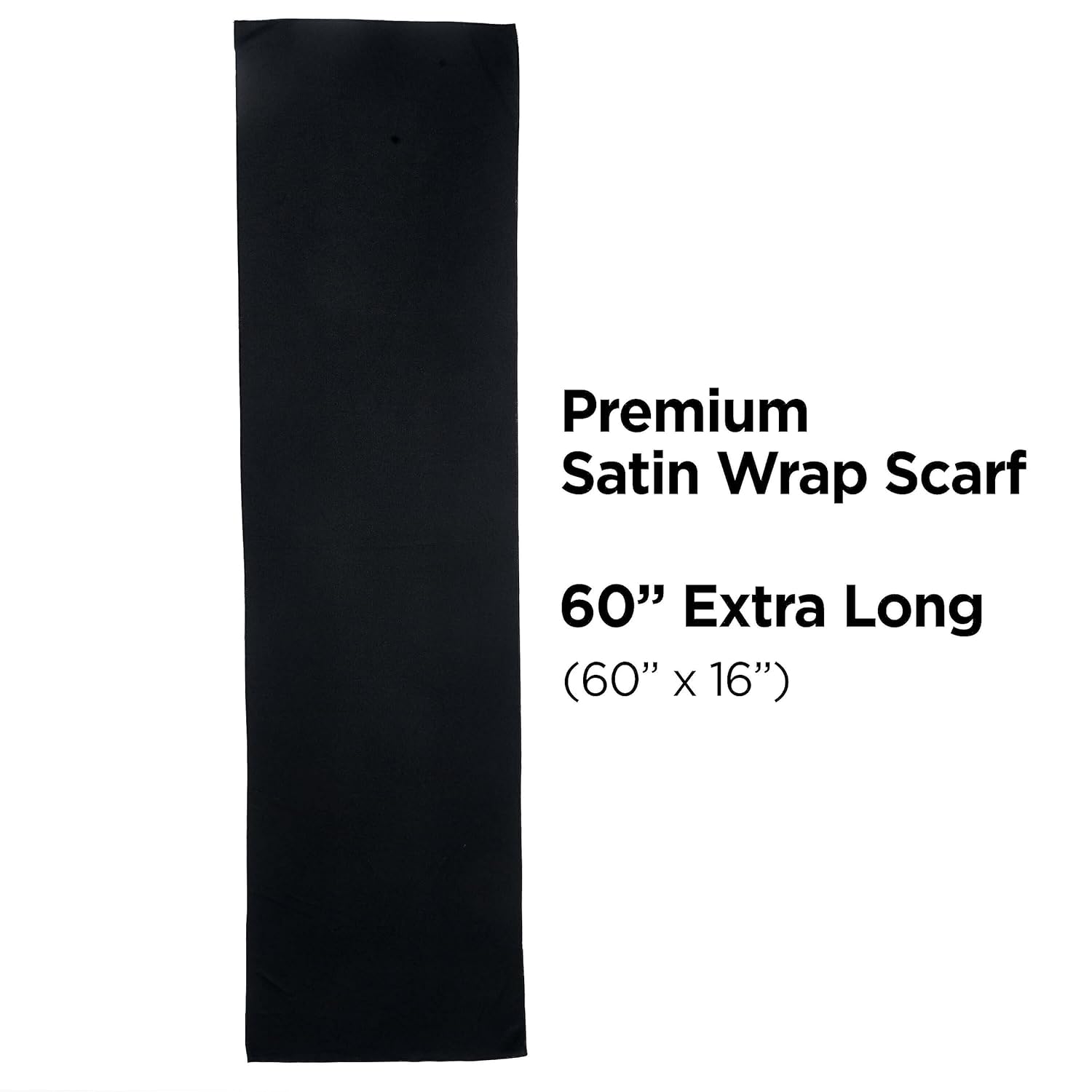 KISS COLORS & CARE Soft Satin Wrap Scarf - Black, Long Lasting, Multi-