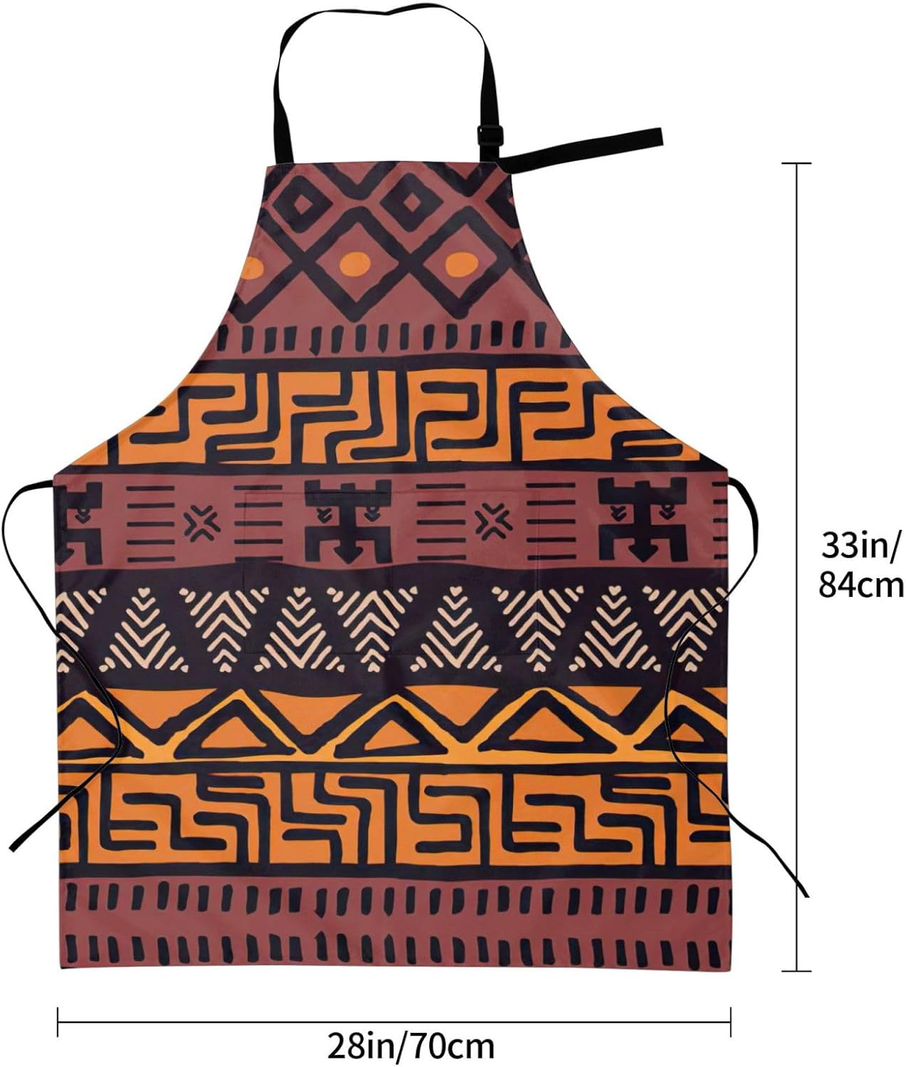 African Mud Cloth Tribal print Waterproof apron with pocket adjustable
