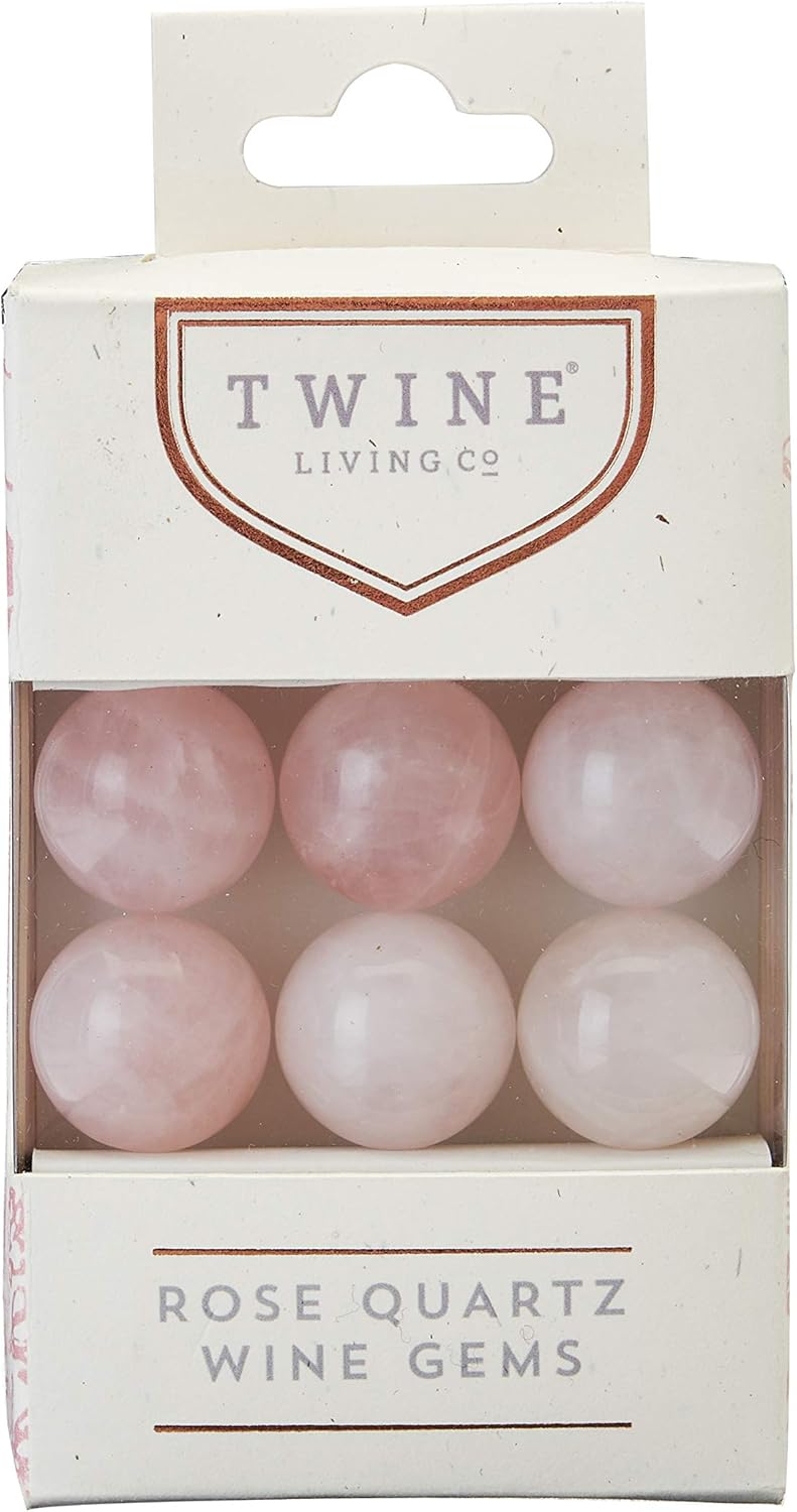 Twine Rose Quartz Wine Gems, Pink Drink Chillers, Real Polished Rose Q