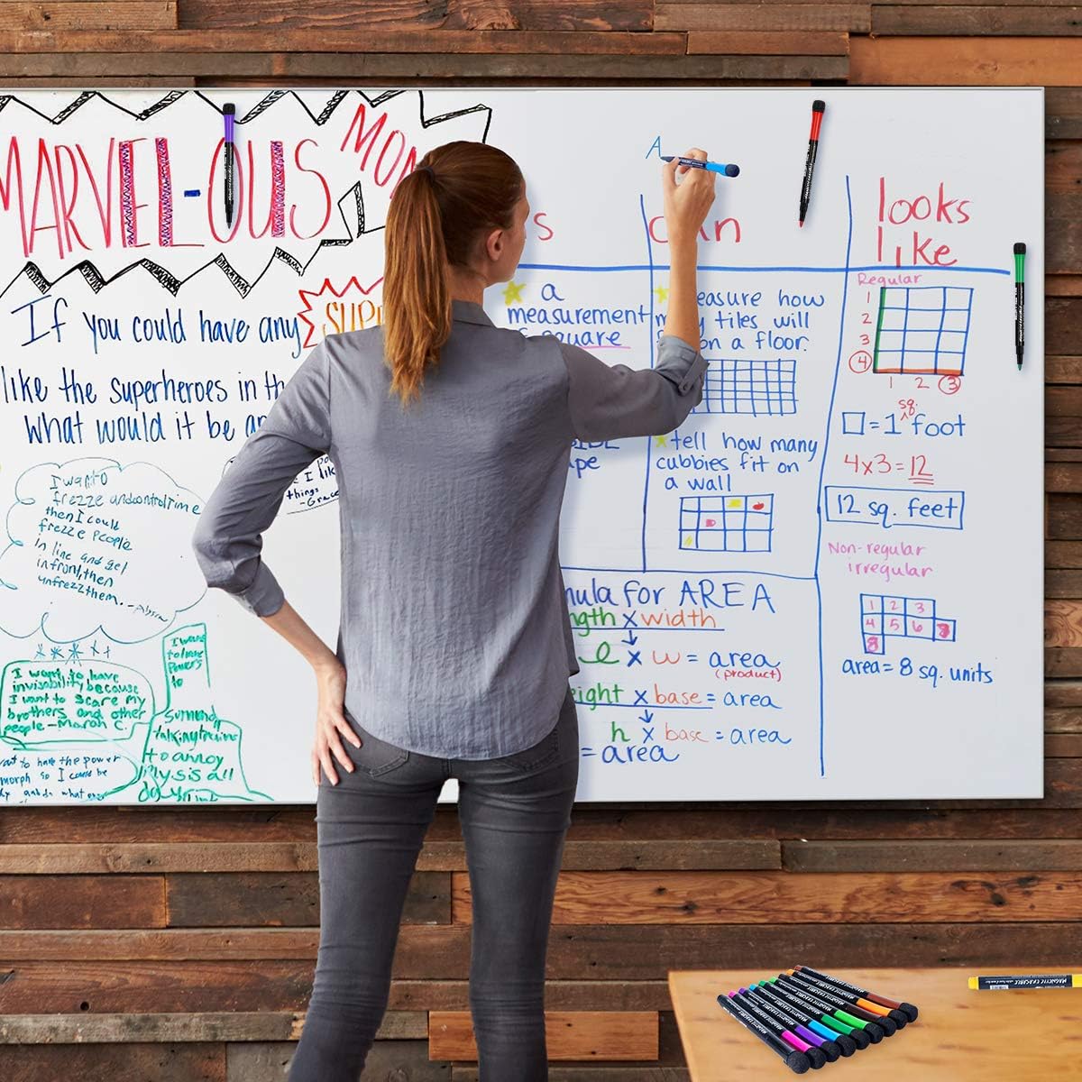 Magnetic Dry Erase Markers Fine: 12 Colors Erasable Whiteboard Markers