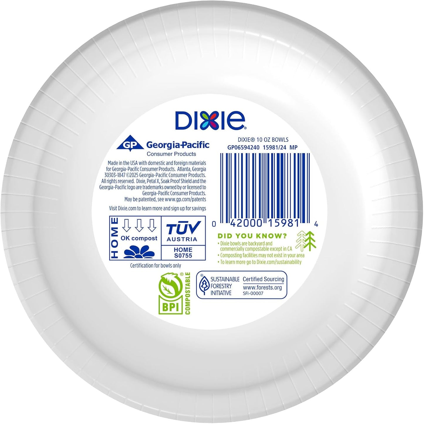 Dixie Small Paper Bowls, 10 Oz, 72 Count, Microwave-Safe, Soak-Proof, Disposable Bowls Great For Snacks, Dessert, And Light Lunch Meals