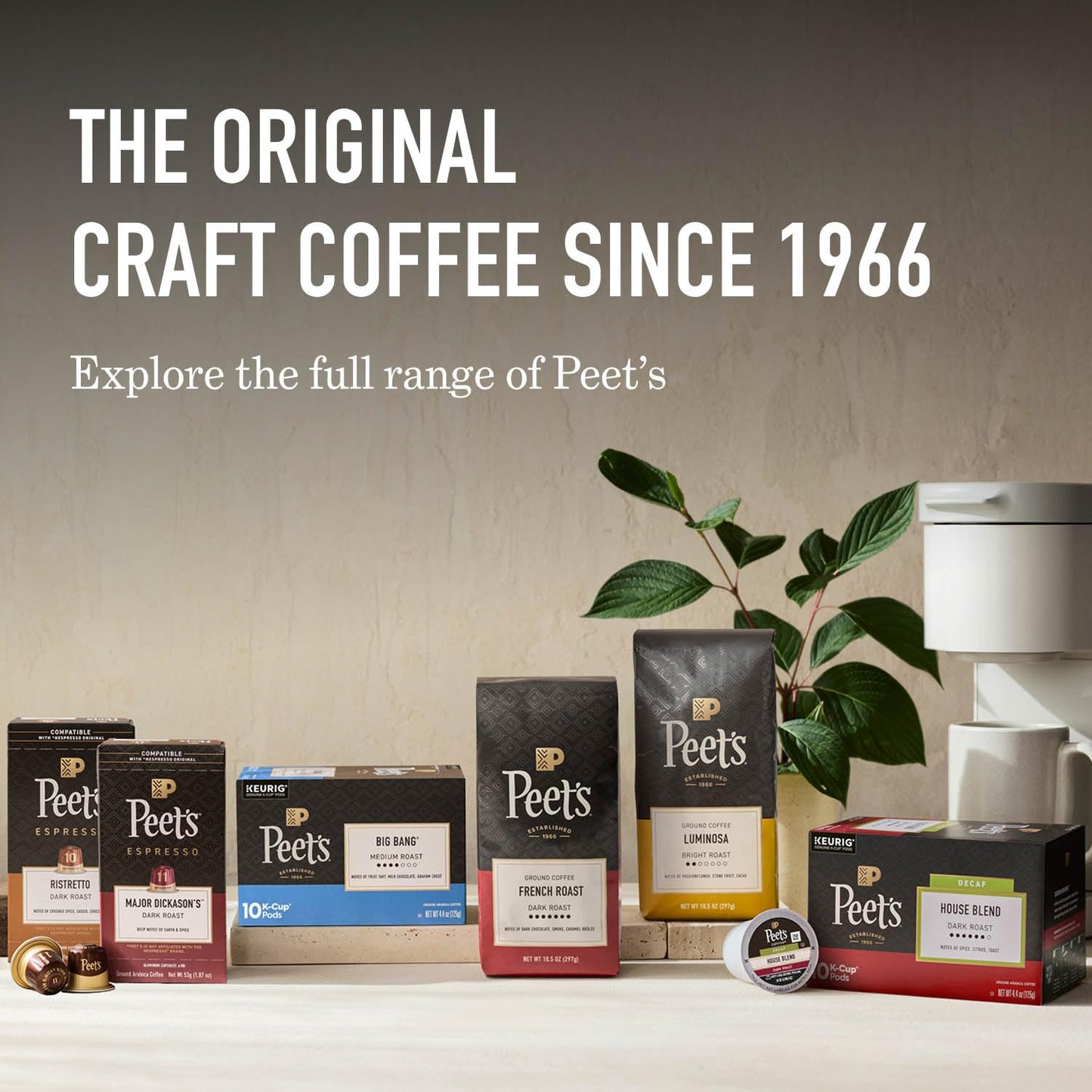 Peet's Coffee, Medium Roast Decaf Espresso Capsules, Compatible with N