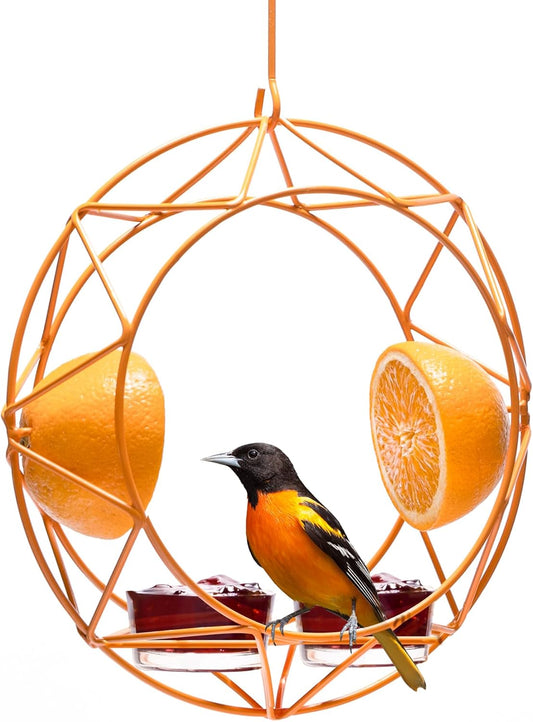 MEKKAPRO Sun Baltimore Oriole Feeder for Outdoors, Jelly and Orange Me