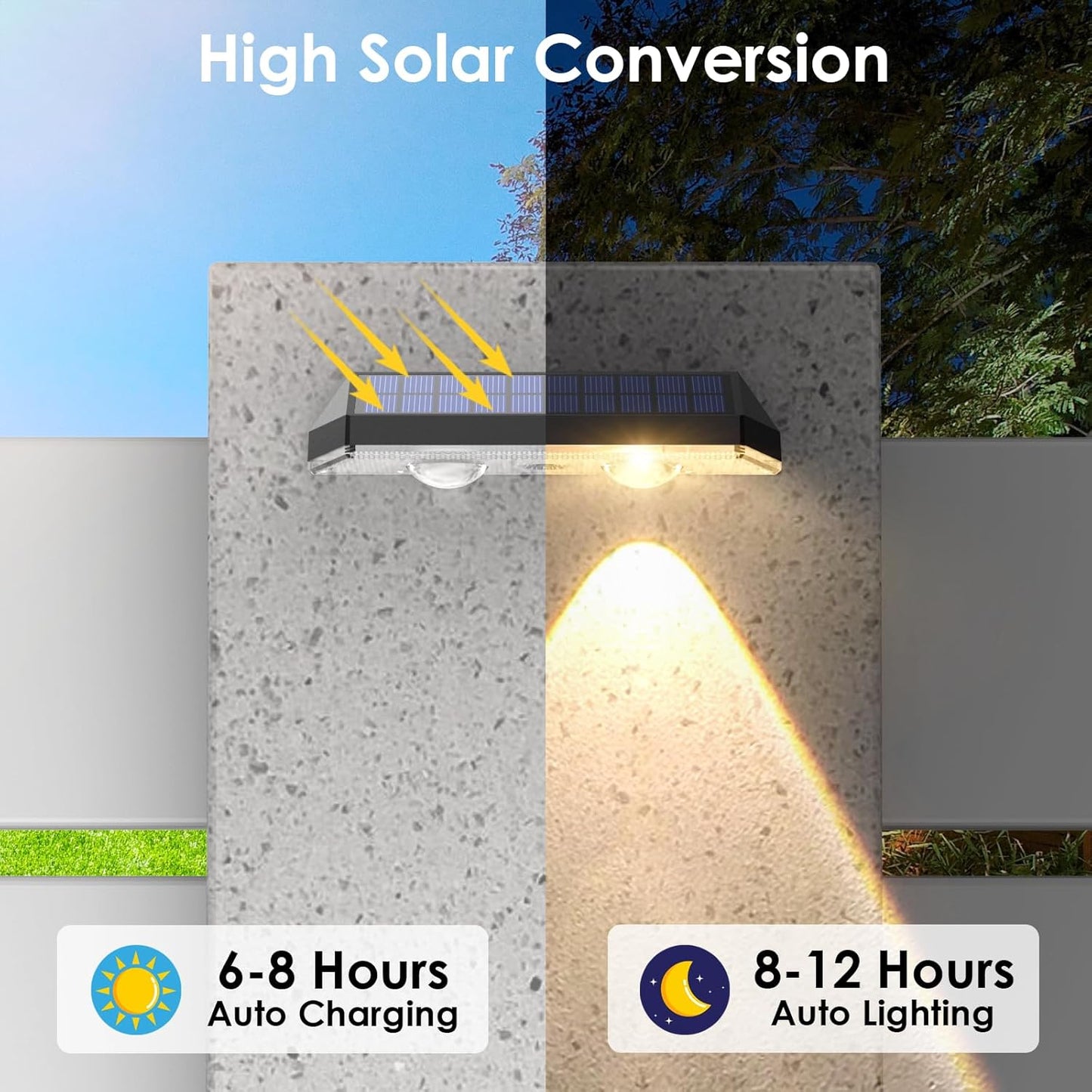 Solar Fence Lights Outdoor - 2700/4000/6000K 3 Mode, 8 Pack Solar Fenc