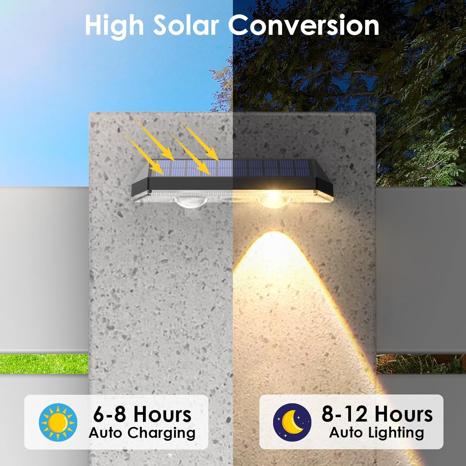 Solar Fence Lights Outdoor - 2700/4000/6000K 3 Mode, 8 Pack Solar Fenc