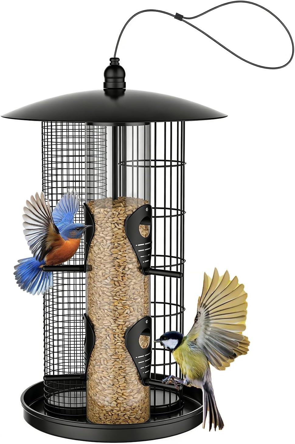 Bird Feeder,Triple-Tube Squirrel Proof Large Capacity | Bird Feeder Squirrel Proof Station - for Wild Finch Chickadee Hummingbird Food Nut Garden Yard Patio Porch