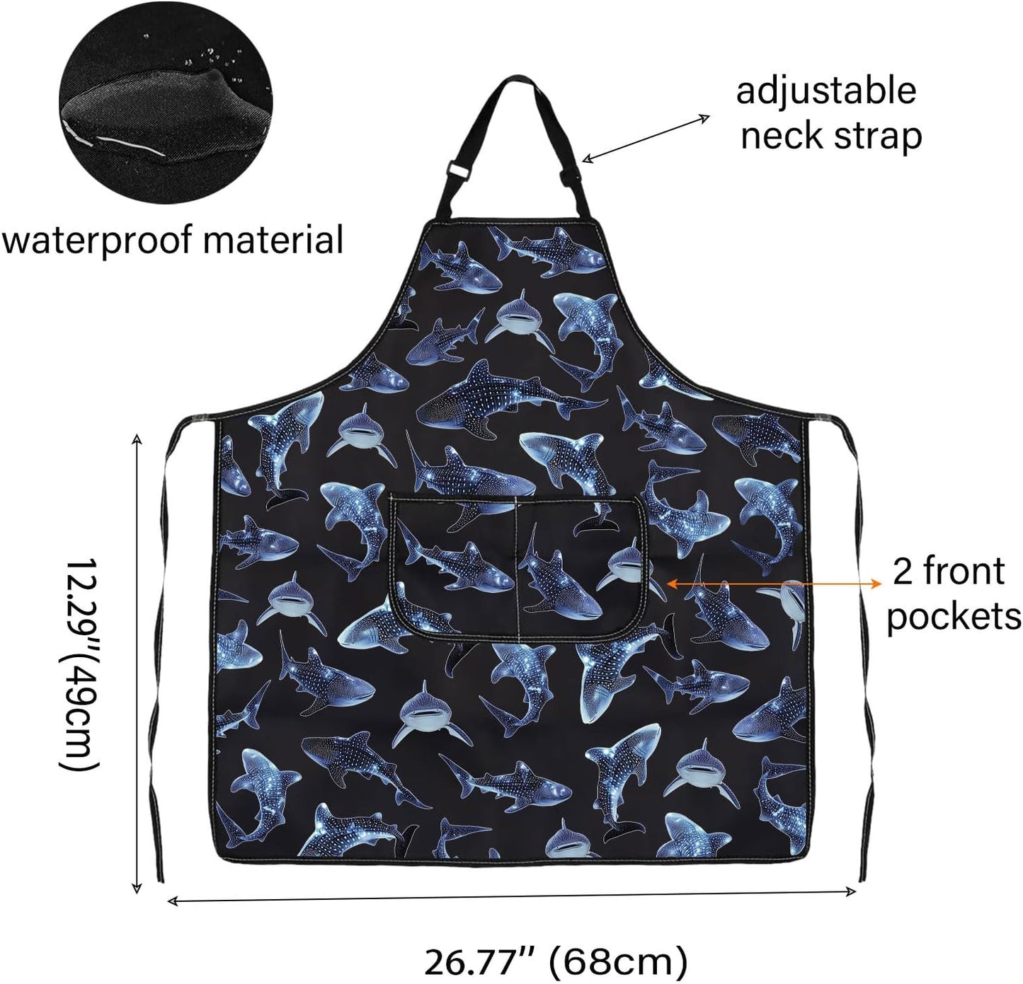 WCGXKO Whale Shark Inspired Kitchen Apron Sea Animal Motivational Gift for Whale Shark Lover