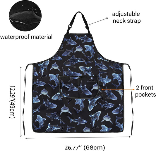 WCGXKO Whale Shark Inspired Kitchen Apron Sea Animal Motivational Gift for Whale Shark Lover
